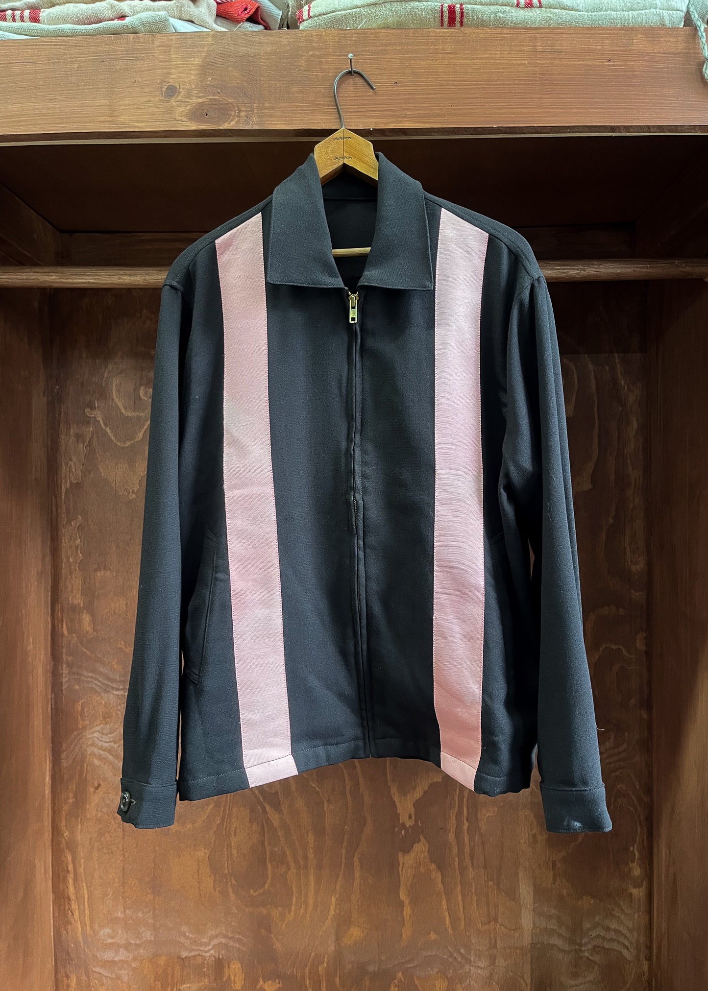 Brown Wool Ribbon Stripe Shirt Jacket (S/M)