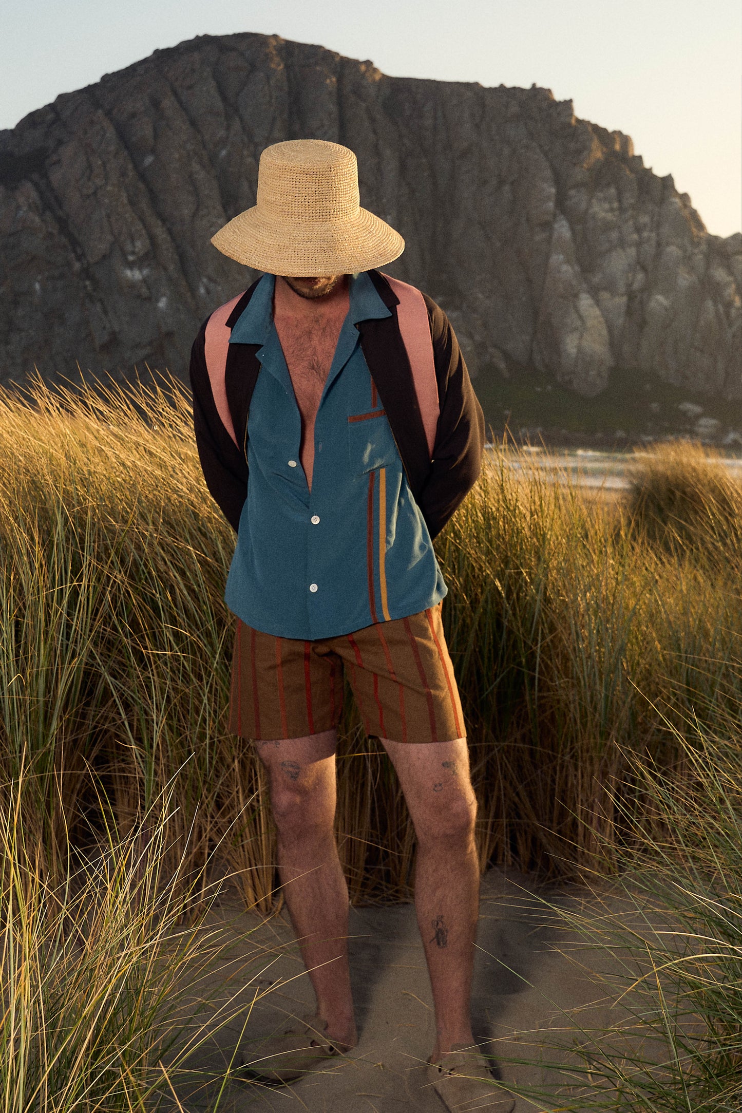 Brown Wool Ribbon Stripe Shirt Jacket (S/M)