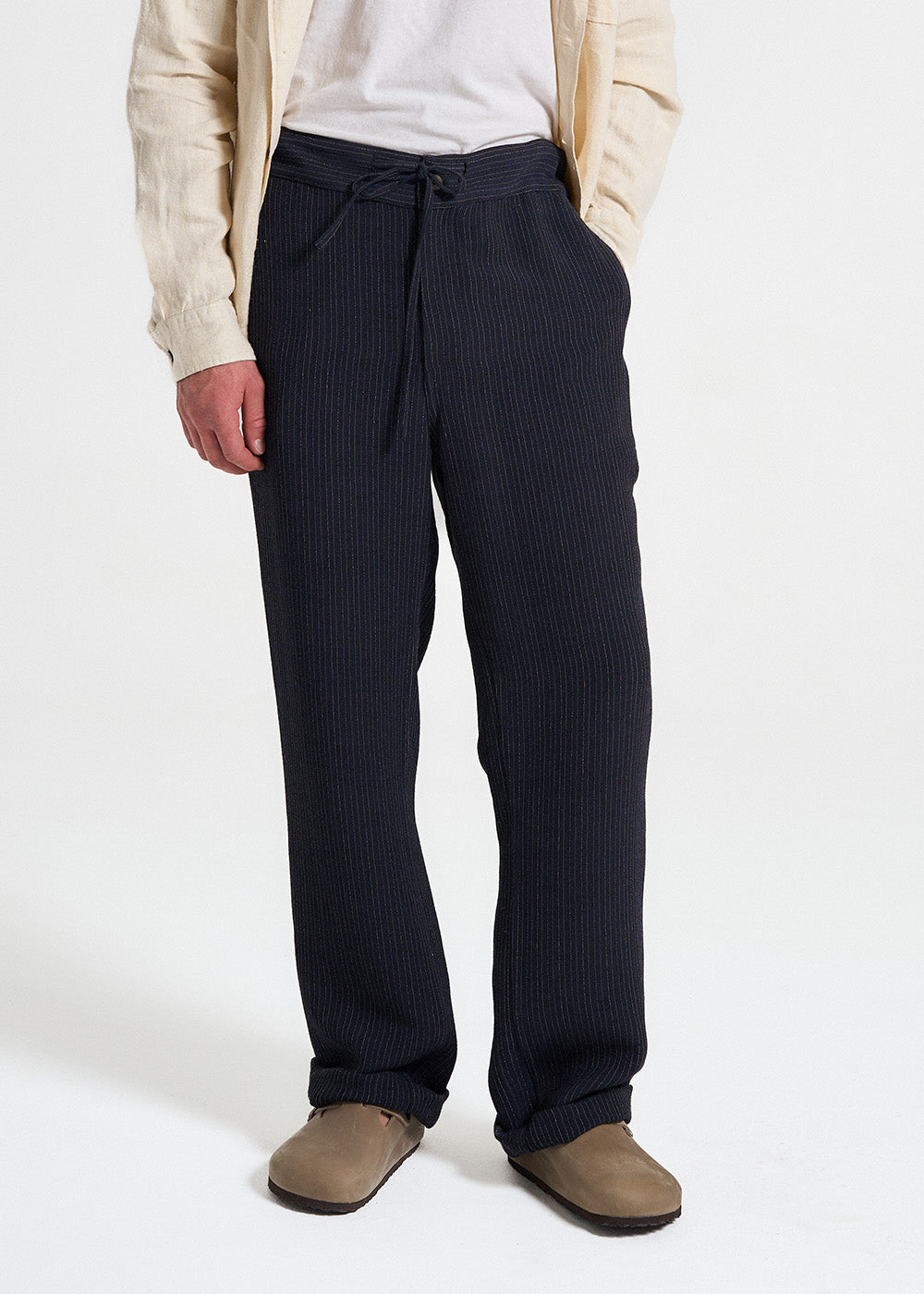 Navy Linen Relaxed Trouser (33)