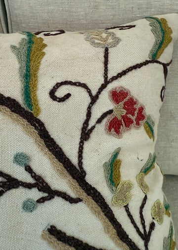Crewelwork Throw Pillow