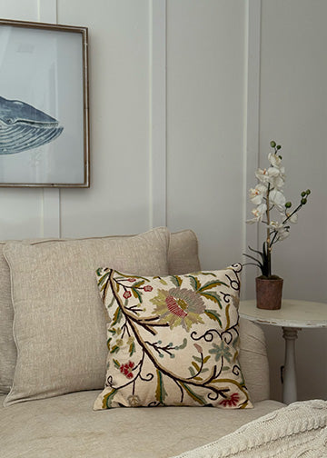 Crewelwork Throw Pillow