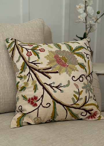 Crewelwork Throw Pillow