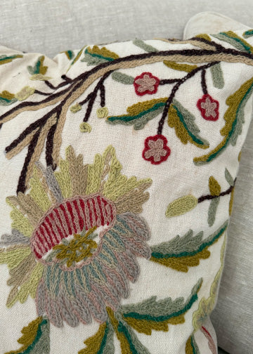 Crewelwork Throw Pillow