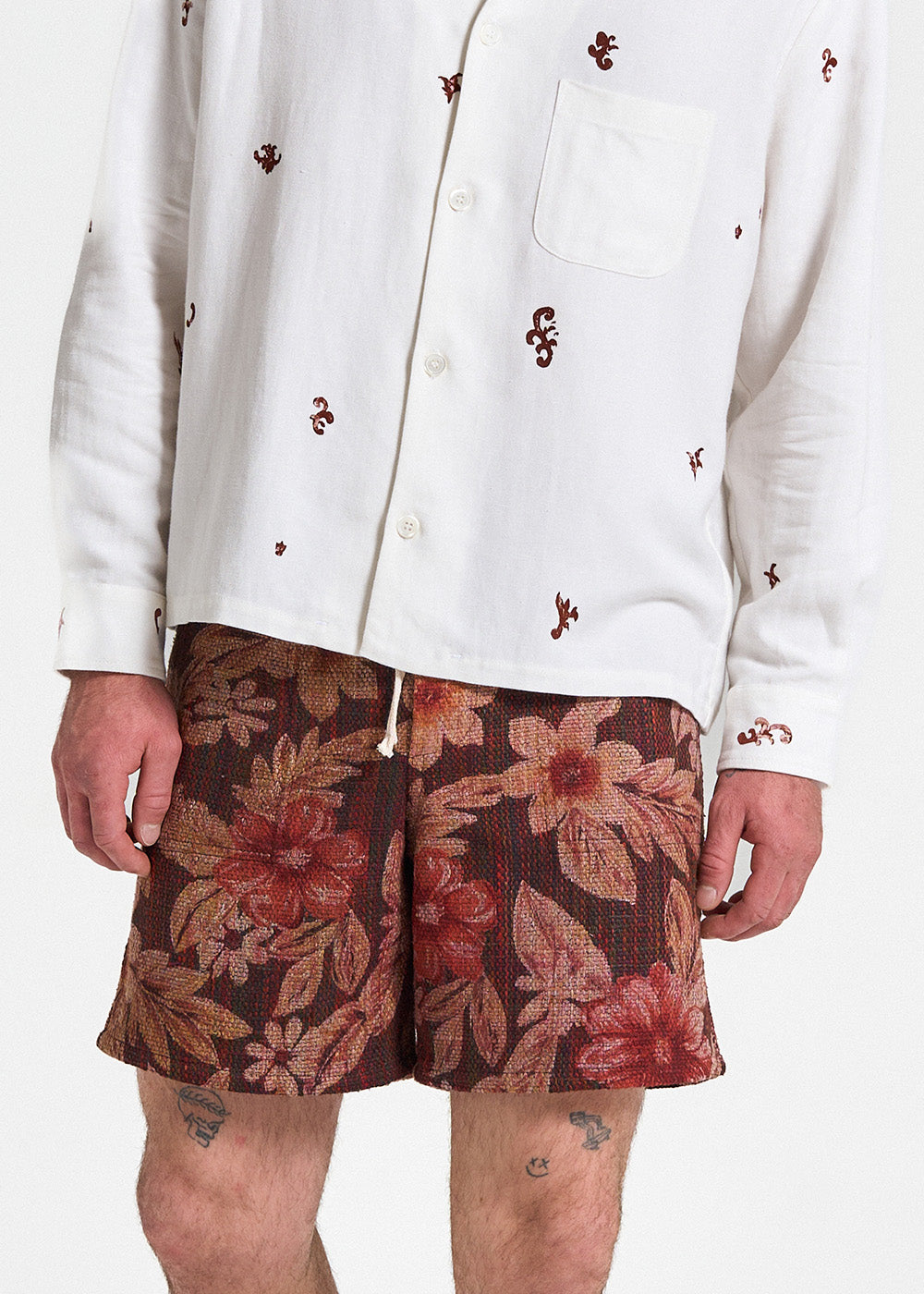 Painted Floral Silk Shorts (32)