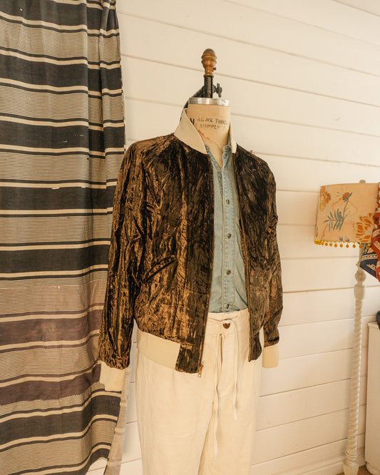 Crushed Velvet Silk Jacket - M