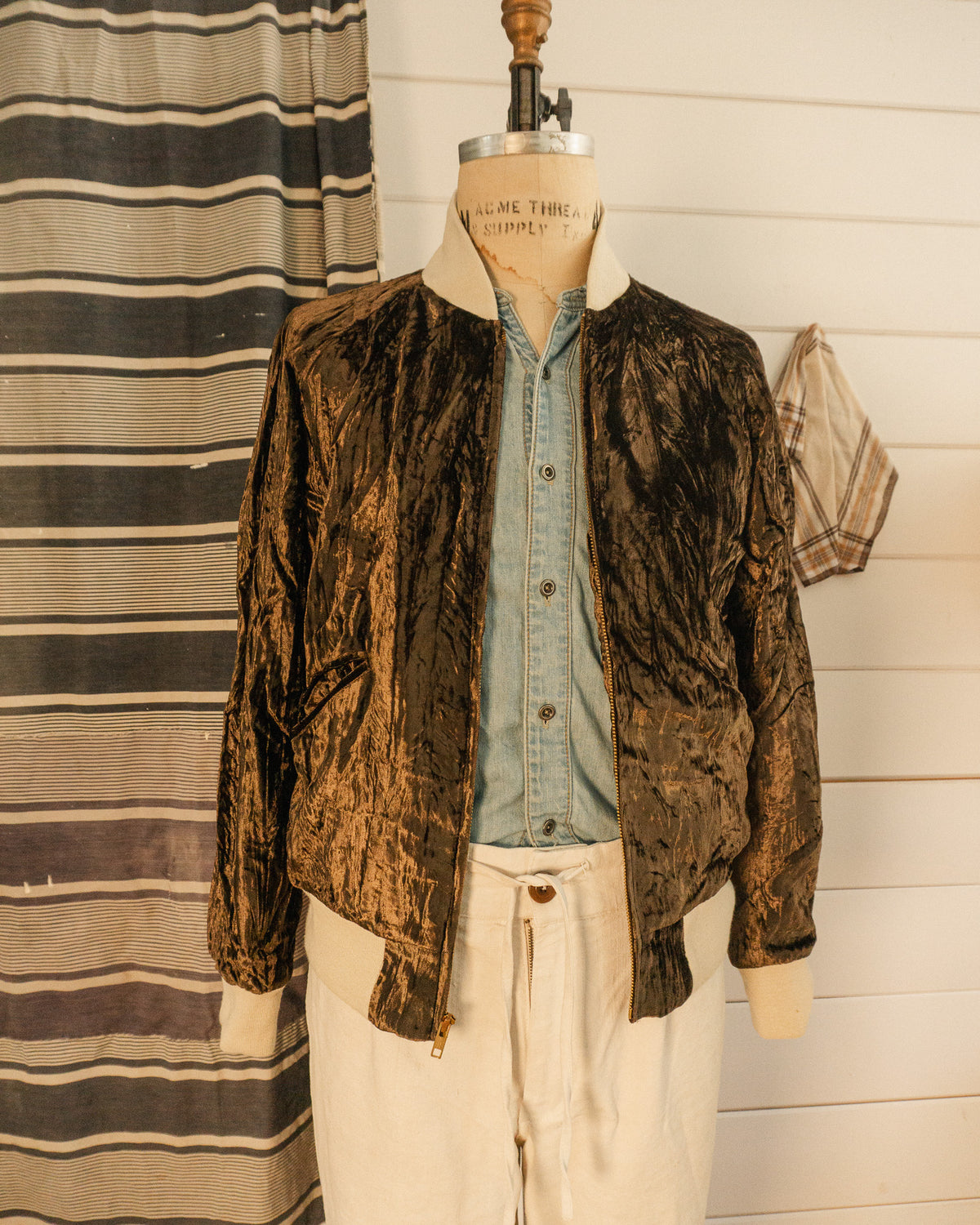 Crushed Velvet Silk Jacket - M