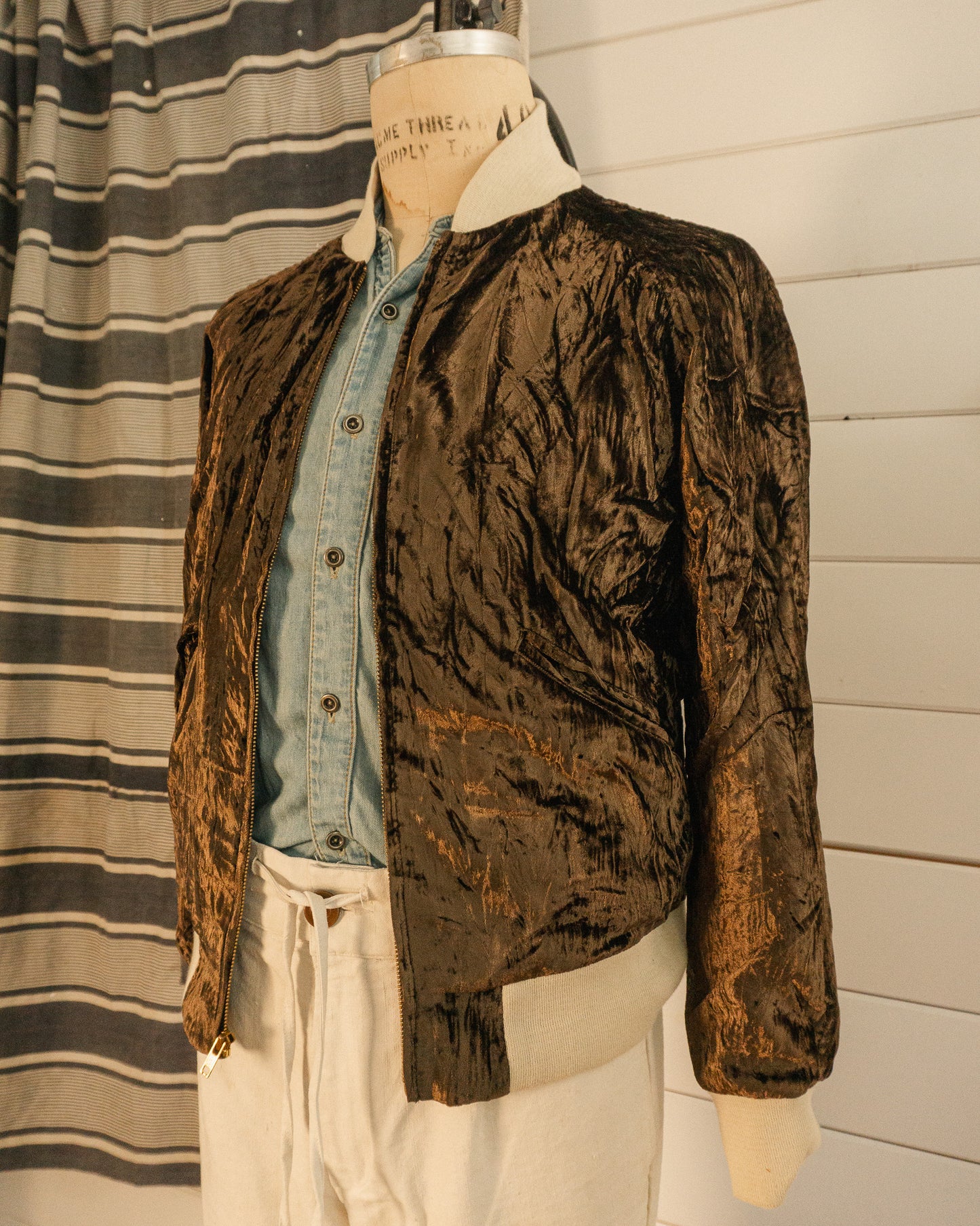 Crushed Velvet Silk Jacket - M