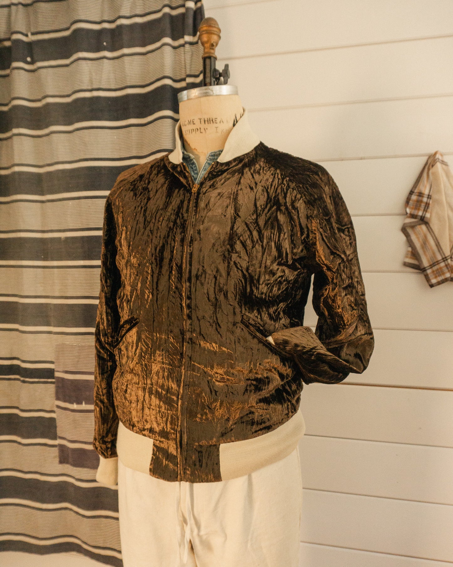 Crushed Velvet Silk Jacket - M