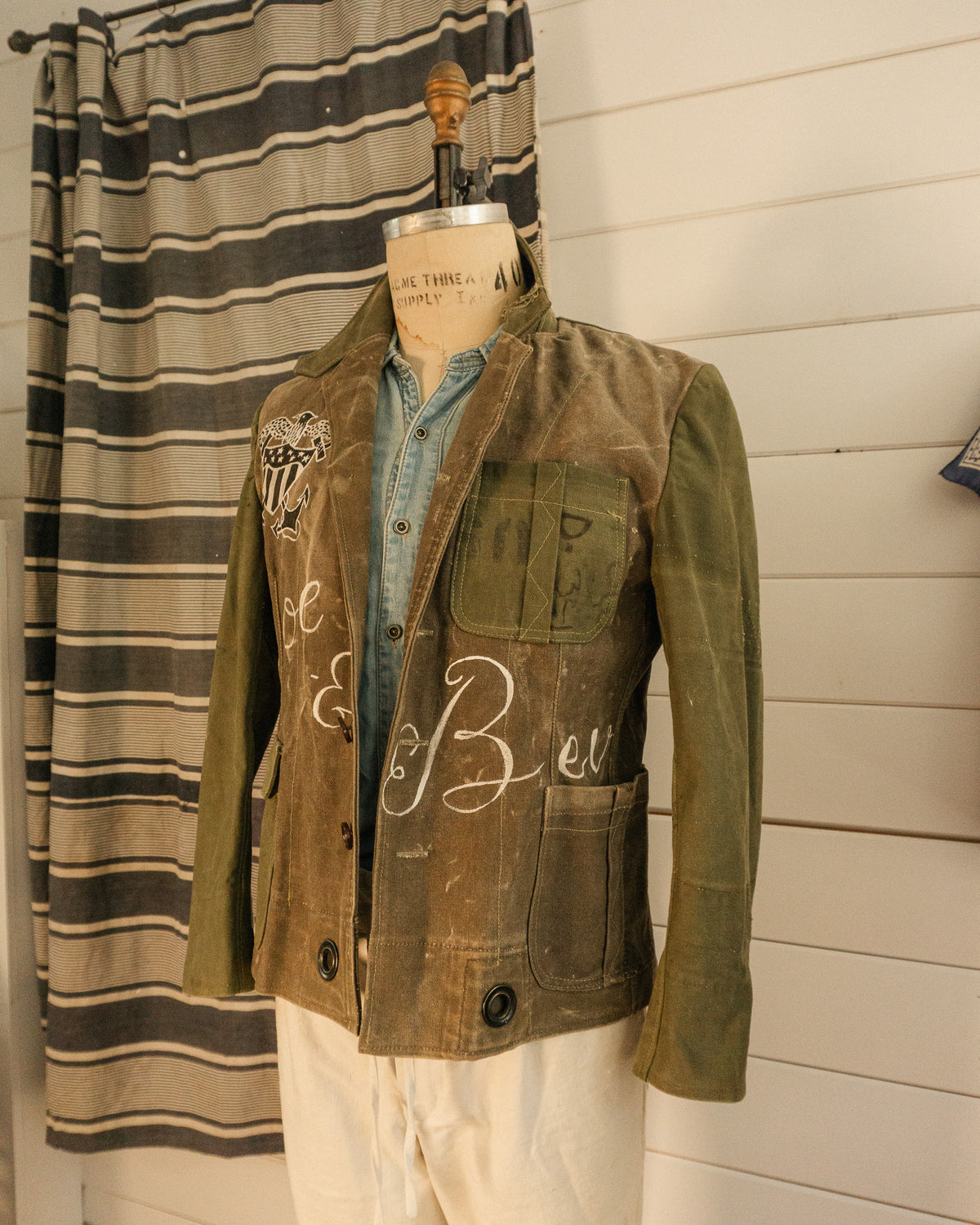 Painted Military Duffle Jacket - S/M