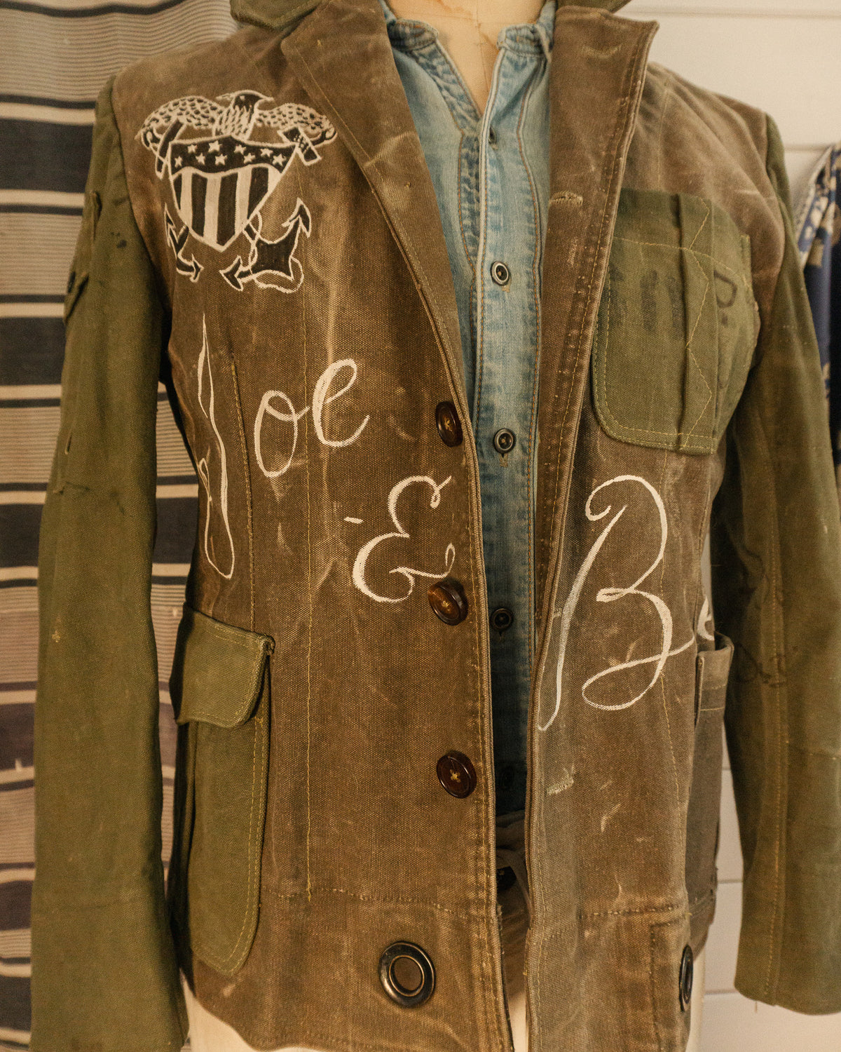 Painted Military Duffle Jacket - S/M