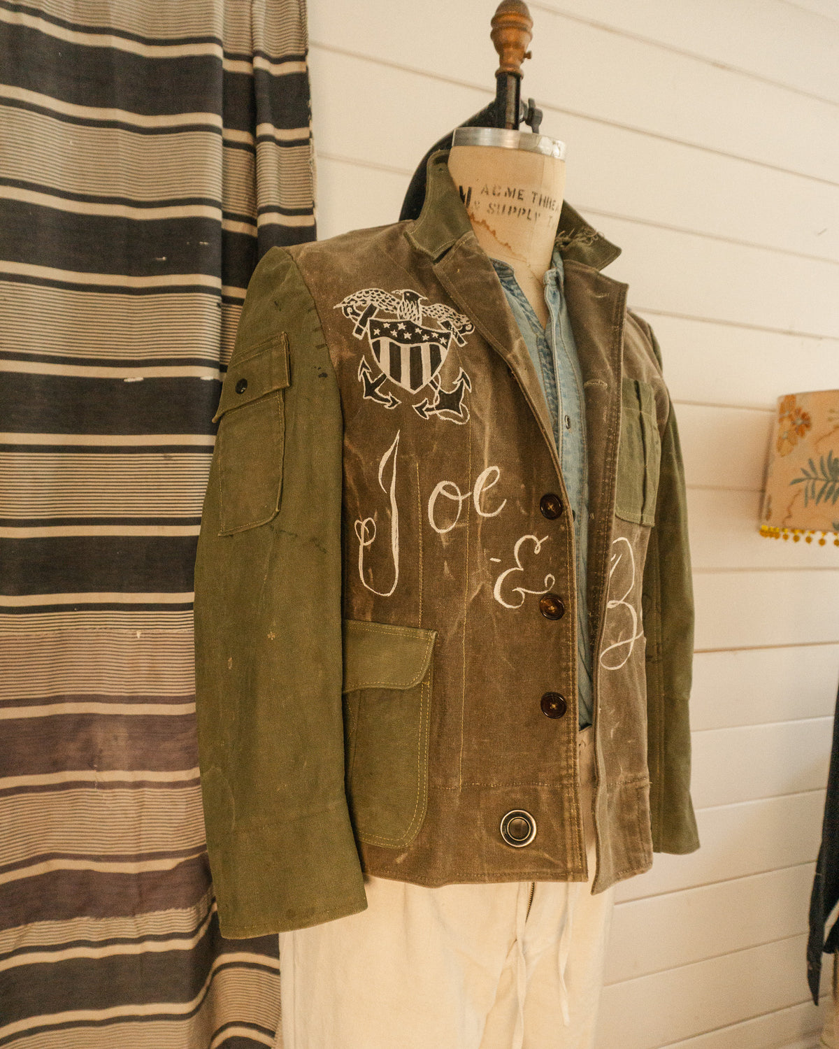 Painted Military Duffle Jacket - S/M