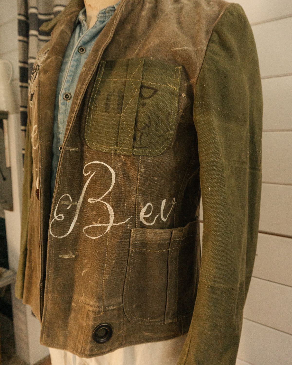 Painted Military Duffle Jacket - S/M