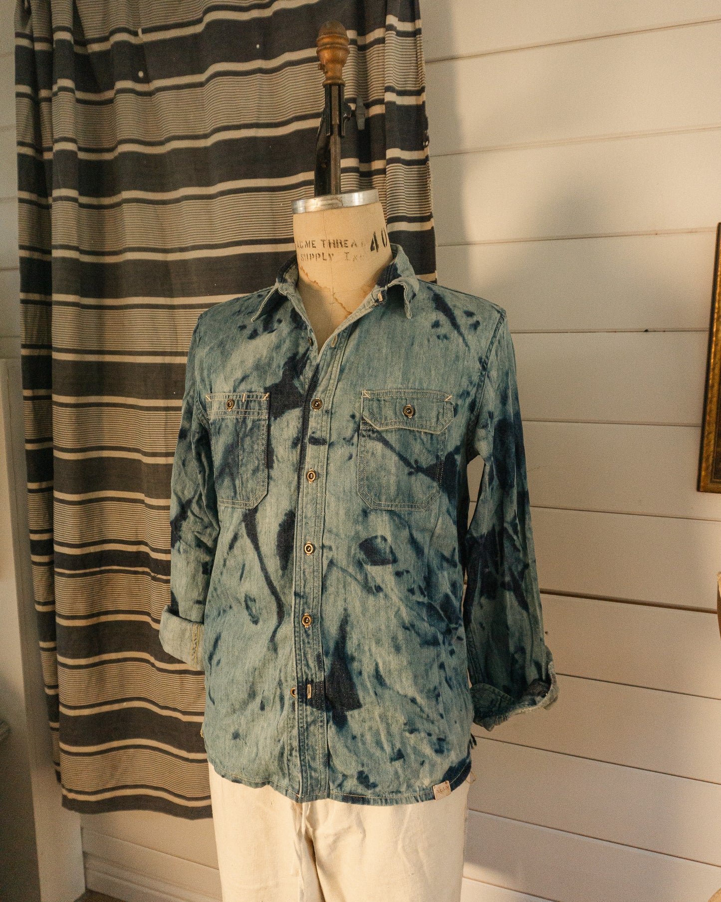 Garment Dyed Denim Work Shirt - M