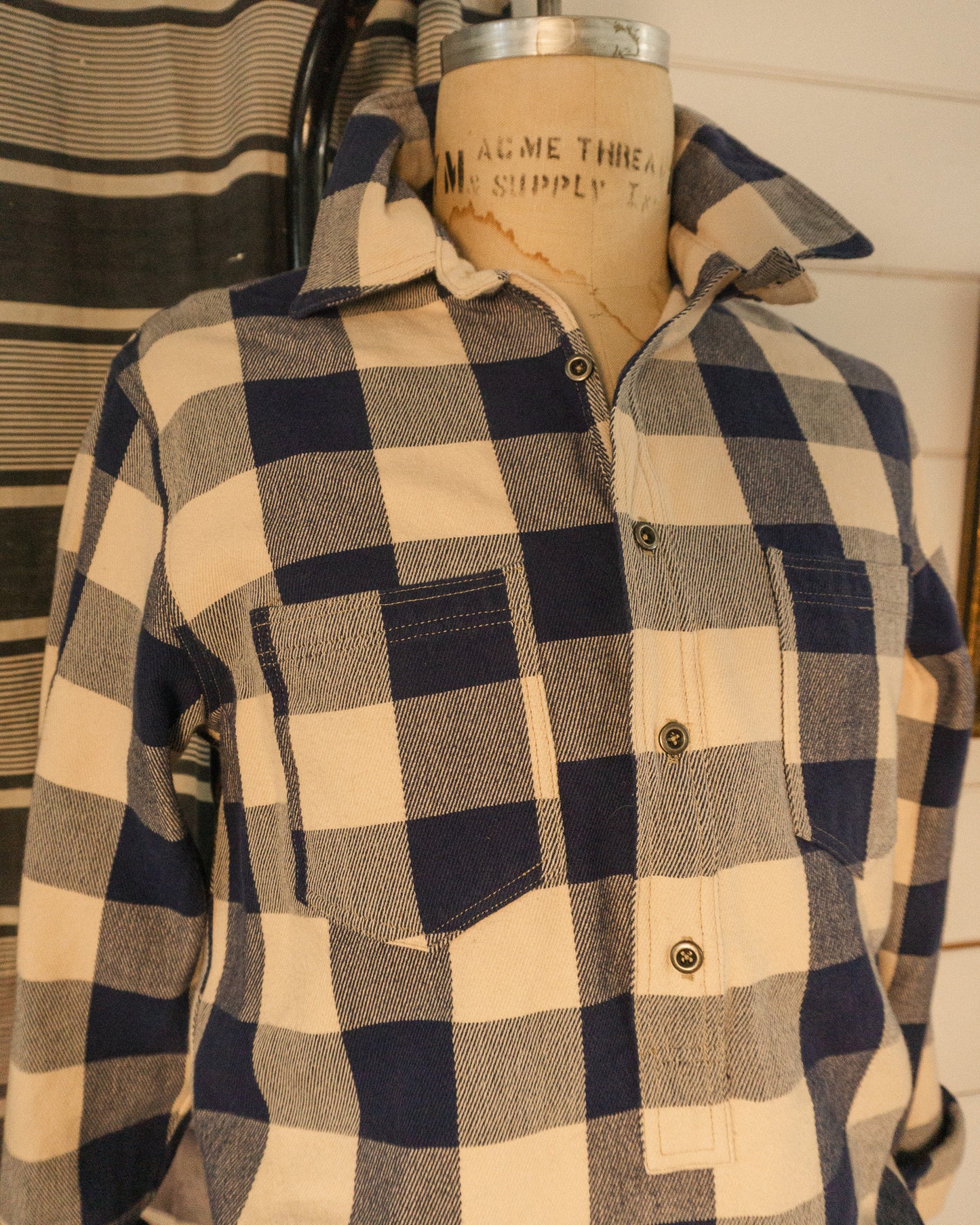 Flannel 3/4 Placket Shirt - M