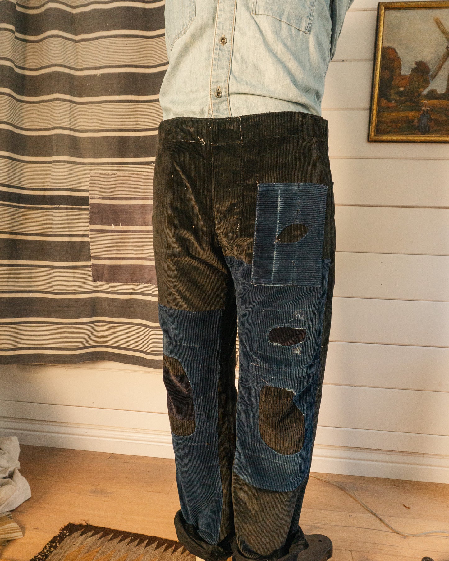 Patched Cord Pant Black - 32