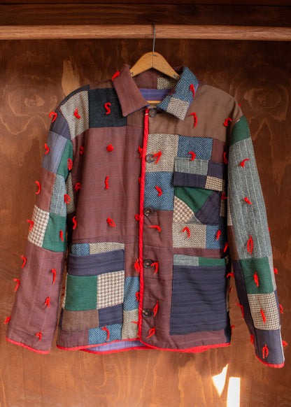 1920's American Wool Tied Quilt Jacket (Medium)