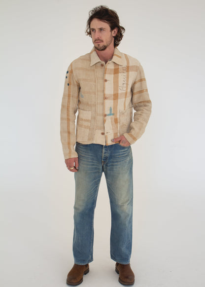 C. 1800 European Grain Sack Cropped Chore Jacket