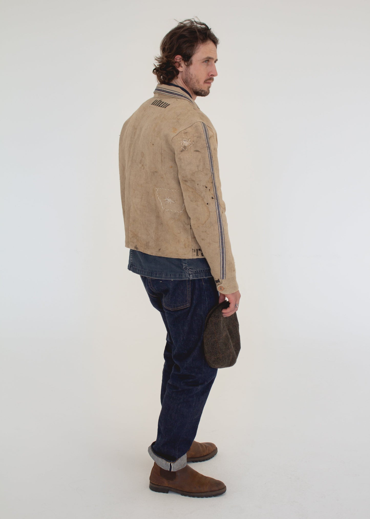 C. 1900 German Grain Sack Zipper Jacket